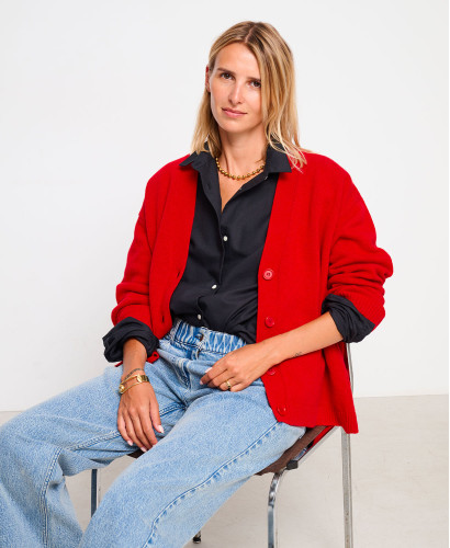 Schwarzes Umstandshemd Juliette | Oversize-Stillhemd