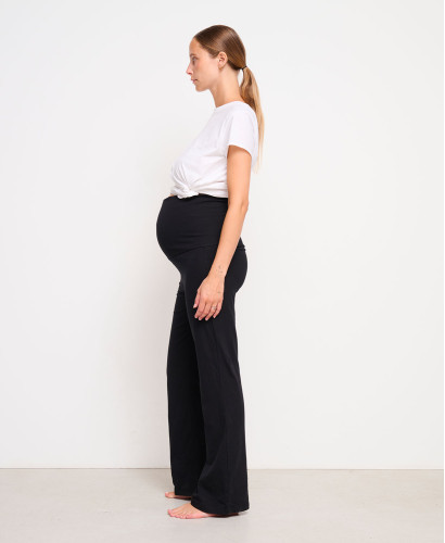 Legging Maternité Flare Noir Chaud Coton Bio