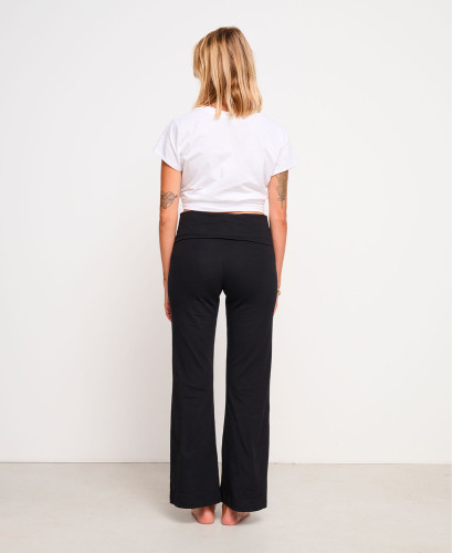 Warm Black Organic Cotton Flared Maternity Leggings