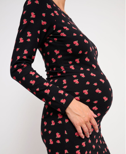 Robe Grossesse Roses Maé Coton Bio