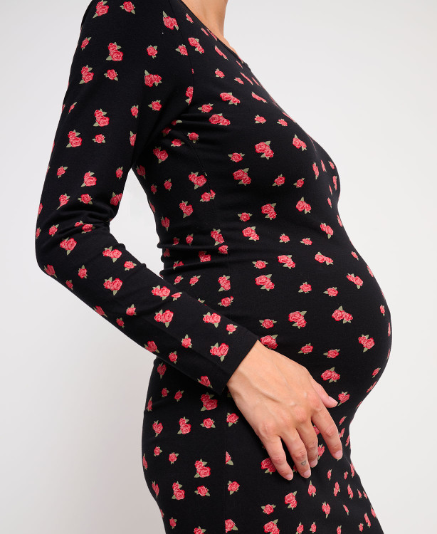 Robe Grossesse Roses Maé Coton Bio