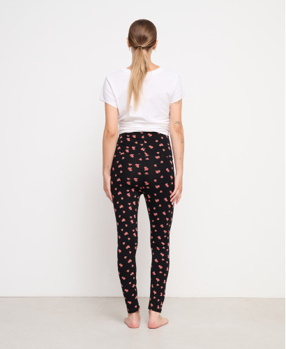 Legging grossesse Roses coton bio noir