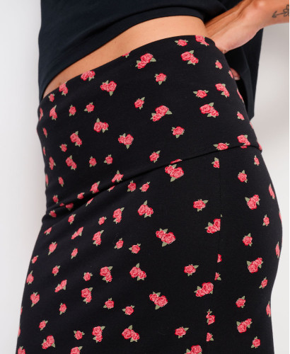 Clara Black Roses Organic Cotton Maternity Skirt
