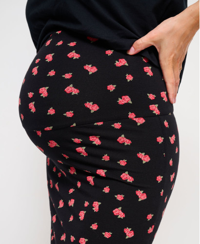 Clara Black Roses Organic Cotton Maternity Skirt