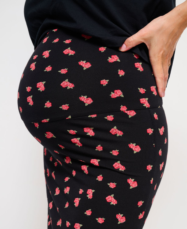 Clara Black Roses Organic Cotton Maternity Skirt