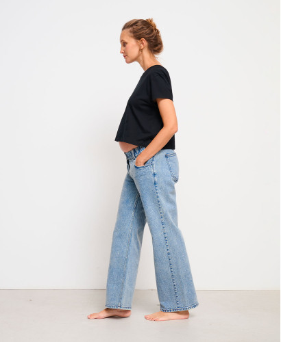 Light Blue Wide Leg Pregnancy Jeans
