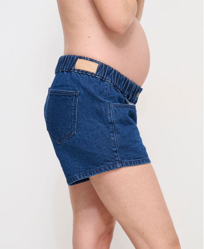 Medium Blue Maternity Denim Shorts
