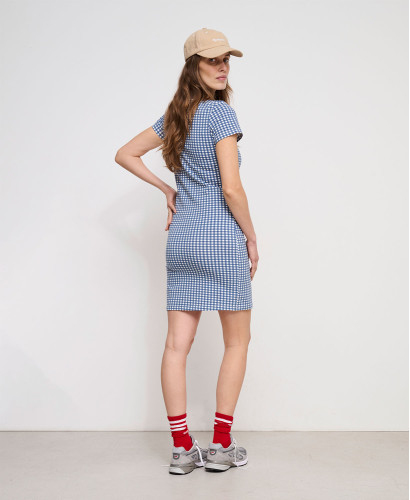 Robe Grossesse Vichy Bleu Aimée Coton Bio