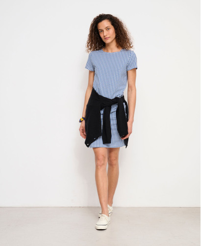 Aimée Umstands-Kleid Blaues Vichy Bio-Baumwolle