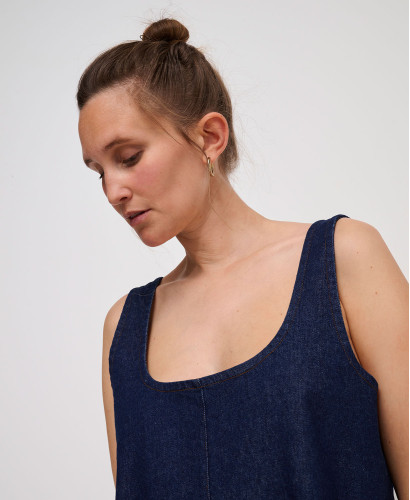 Anna Raw Denim Maternity Dress