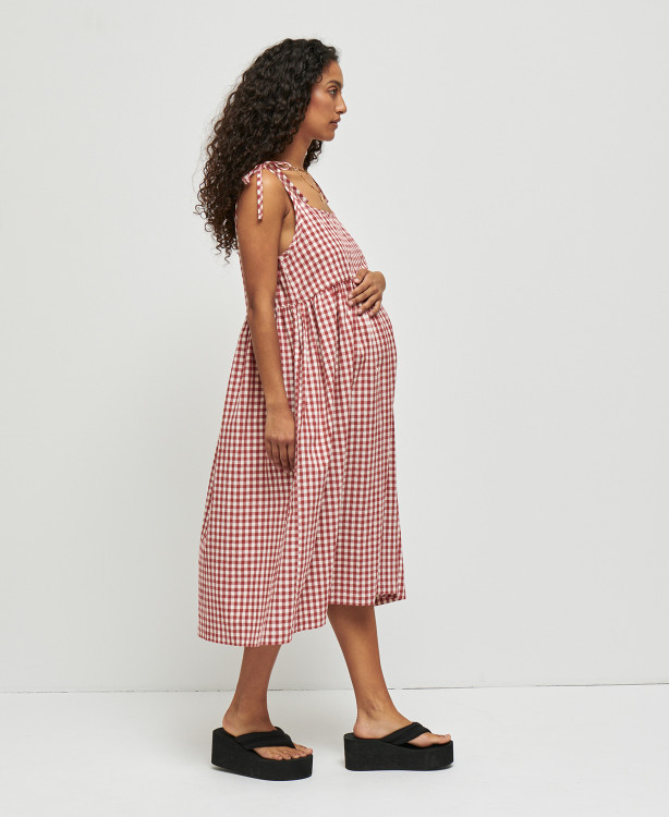 Emma Rotes Kleid aus Gingham Baumwolle