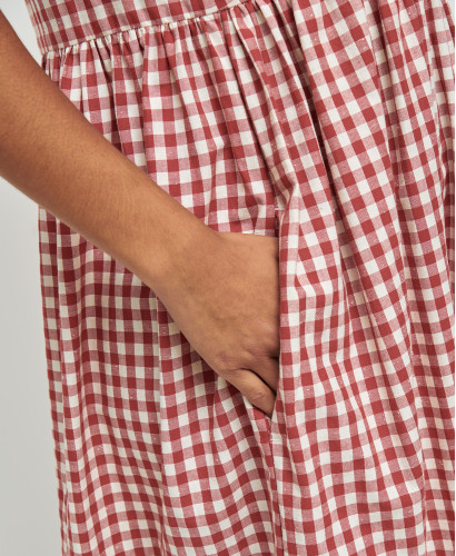 Emma Red Gingham Cotton Pregnancy Dress