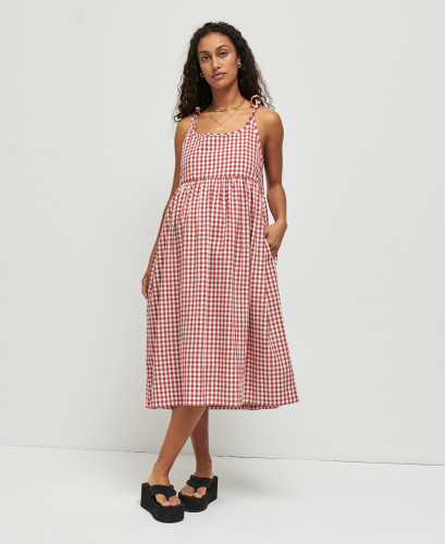 Robe Grossesse Coton Vichy Rouge Emma