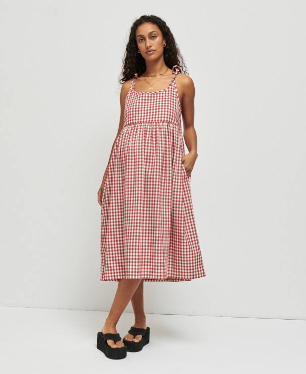Emma Red Gingham Cotton Pregnancy Dress