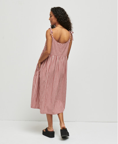 Robe Grossesse Coton Vichy Rouge Emma