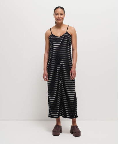 Indira Black Striped Cotton Pregnancy Jumpsuit