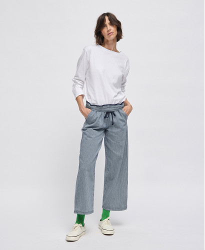 Alix Blue Striped Denim Maternity Pants