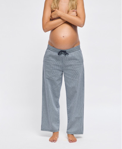 Alix Blue Striped Denim Maternity Pants