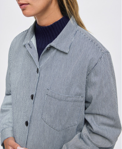 Andrea Jeans-Overshirt Mit Blauen Streifen