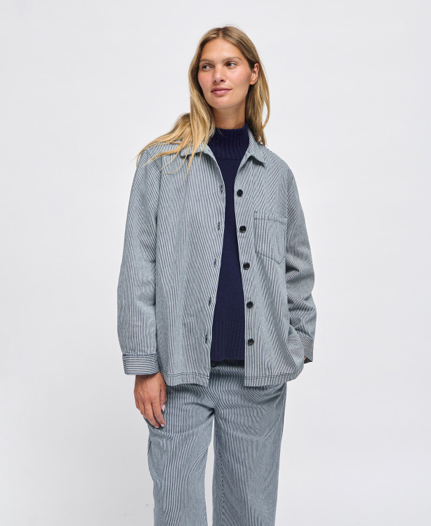 Andrea Blue Striped Denim Overshirt