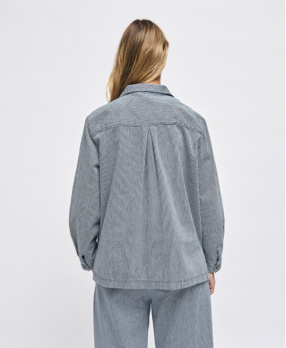 Andrea Blue Striped Denim Overshirt