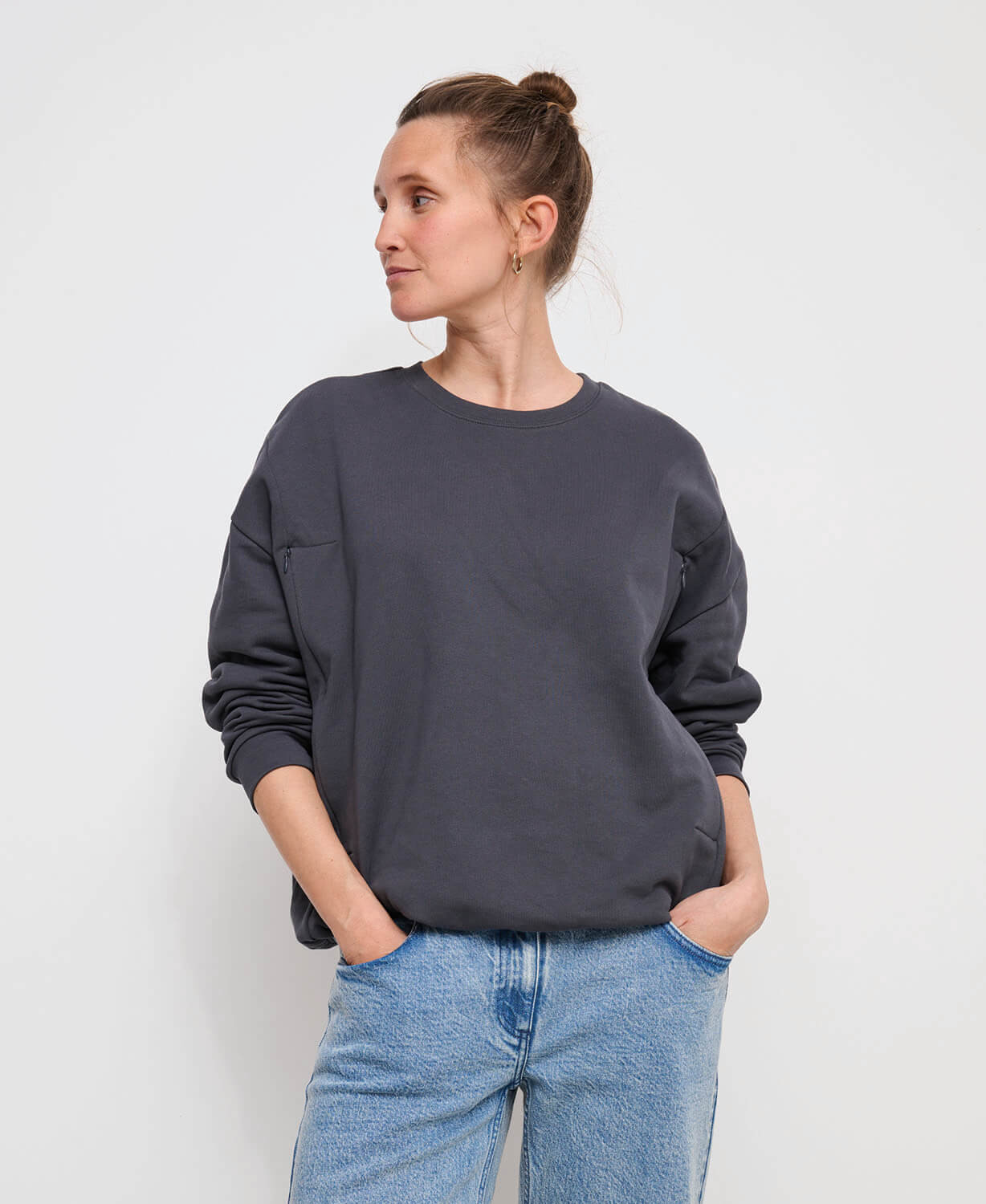 Alphonse Grey Anthracite Breastfeeding Zip Sweatshirt